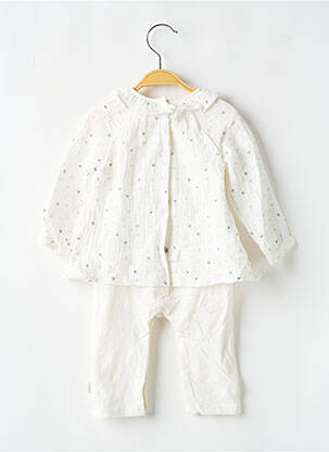 Combi-pantalon resserrée sur le bas manches longues blanc P'TIT BISOU fille