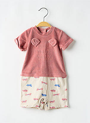 Combishort tissage jersey manches courtes rose MARESE fille