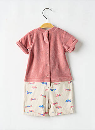 Combishort tissage jersey manches courtes rose MARESE fille