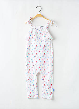 Combi-pantalon resserrée sur le bas fines bretelles blanc NANO & NANETTE fille