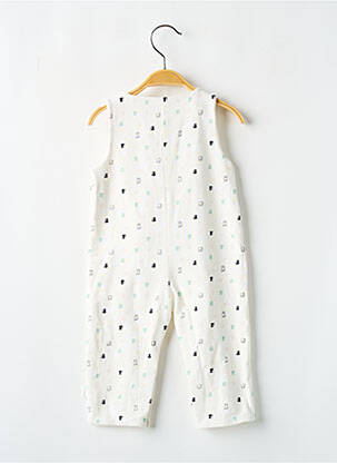 Combi-pantalon col rond sans manche blanc P'TIT BISOU garcon
