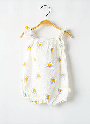 Barboteuse tissage popeline blanc P'TIT BISOU fille