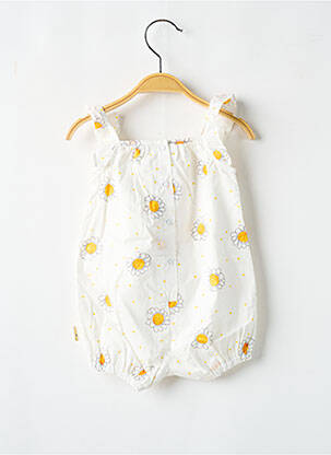 Barboteuse tissage popeline blanc P'TIT BISOU fille