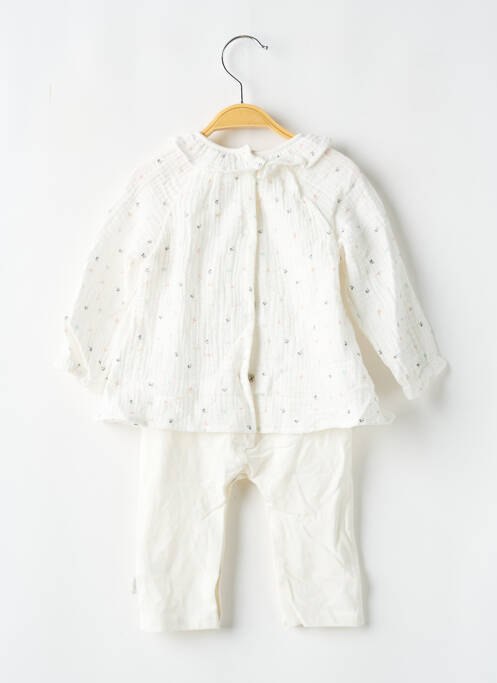 Combi-pantalon blanc P'TIT BISOU pour fille