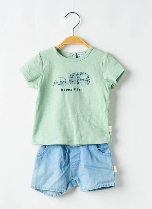 Ensemble short vert P'TIT BISOU pour garçon