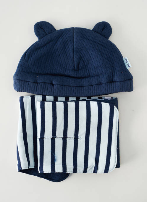 Bonnet doublure bleu P'TIT BISOU garcon