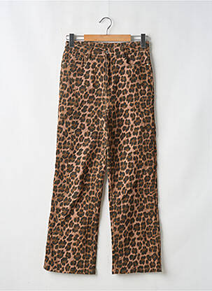 Pantalon droit fermeture zippée sous rabat boutonné marron SANS MARQUE femme