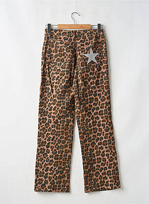 Pantalon droit fermeture zippée sous rabat boutonné marron SANS MARQUE femme