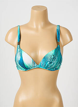 Haut de maillot de bain bretelles élastiquées ajustables haut soutien-gorge push-up bleu CHANTELLE femme