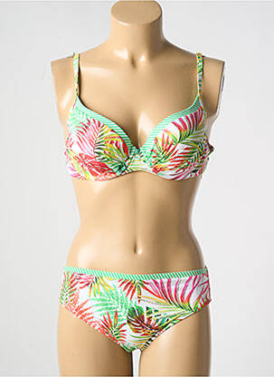 Maillot de bain 2 pièces stretch haut soutien-gorge moulé vert LIDEA femme