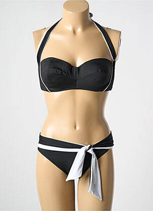 Maillot de bain 2 pièces stretch haut soutien-gorge balconnet noir NICOLE OLIVIER femme