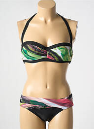 Maillot de bain 2 pièces stretch haut soutien-gorge balconnet noir NICOLE OLIVIER femme