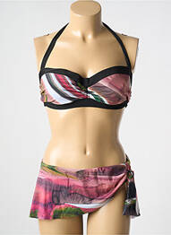 Maillot de bain 2 pièces stretch haut soutien-gorge balconnet noir NICOLE OLIVIER femme
