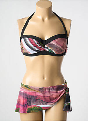 Maillot de bain 2 pièces stretch haut soutien-gorge balconnet noir NICOLE OLIVIER femme