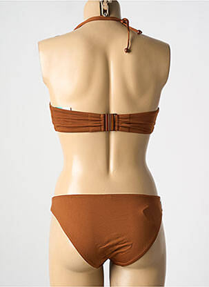 Maillot de bain 2 pièces stretch haut bandeau marron NICOLE OLIVIER femme