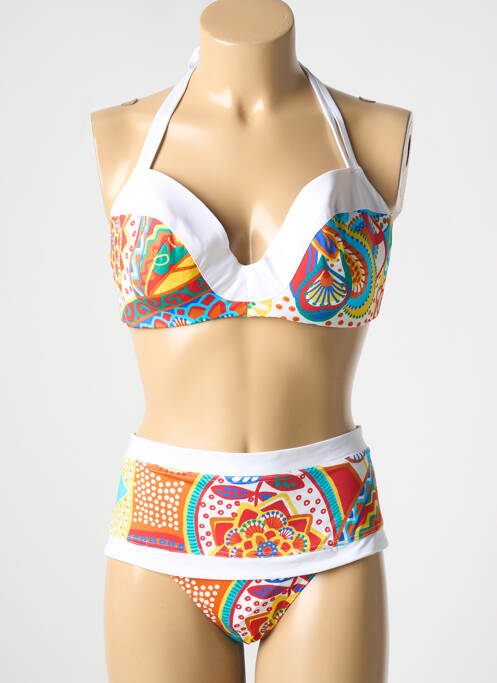 Maillot de bain 2 pièces blanc NICOLE OLIVIER pour femme
