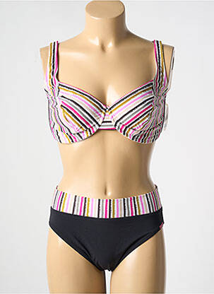 Maillot de bain 2 pièces stretch haut soutien-gorge emboitant noir LIDEA femme