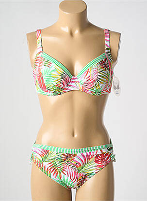 Maillot de bain 2 pièces stretch haut soutien-gorge balconnet vert LIDEA femme