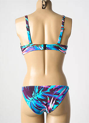 Maillot de bain 2 pièces stretch haut soutien-gorge moulé bleu SUNFLAIR femme