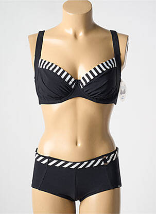 Maillot de bain 2 pièces stretch haut soutien-gorge balconnet noir LIDEA femme