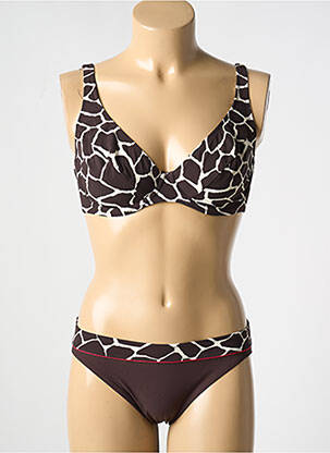 Maillot de bain 2 pièces stretch haut soutien-gorge balconnet marron ROSA FAIA femme