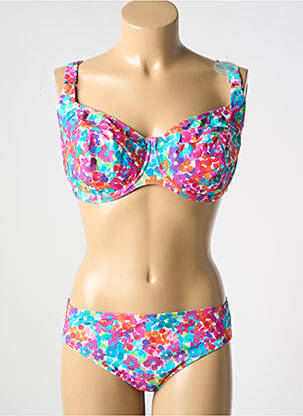Maillot de bain 2 pièces bretelles élastiquées ajustables haut soutien-gorge balconnet rose ROSA FAIA femme