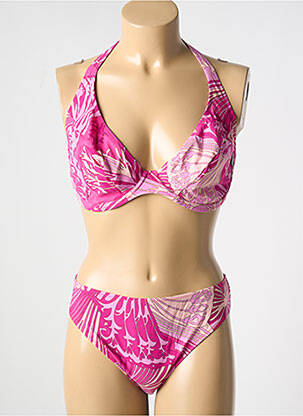 Maillot de bain 2 pièces stretch haut soutien-gorge balconnet rose ROSA FAIA femme