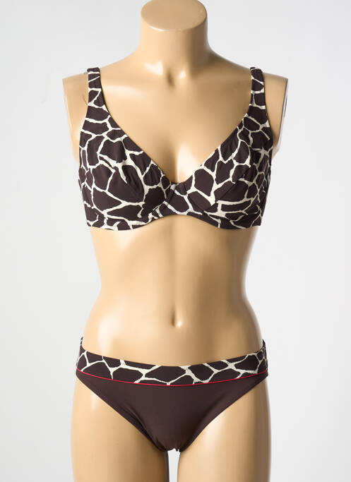 Maillot de bain 2 pièces stretch haut soutien-gorge balconnet marron ROSA FAIA femme