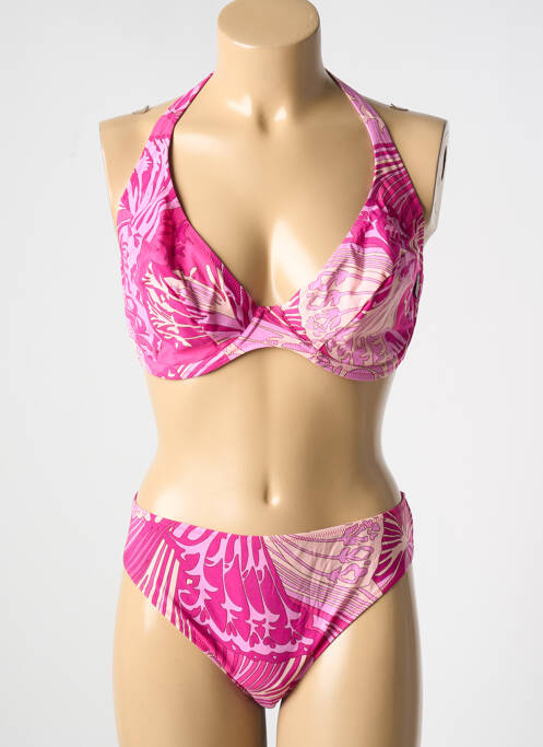 Maillot de bain 2 pièces stretch haut soutien-gorge balconnet rose ROSA FAIA femme