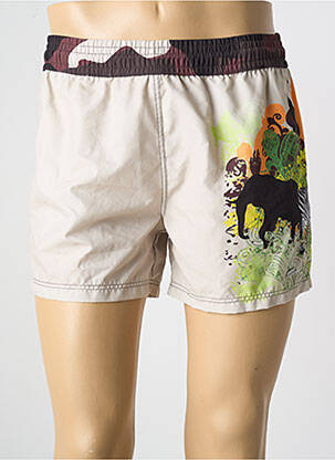Short de bain effet matière satinée beige HOM homme
