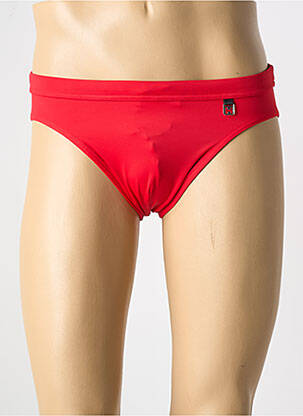 Slip de bain effet matière satinée rouge HOM homme