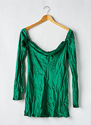 Top col rond manches longues vert SANS MARQUE femme