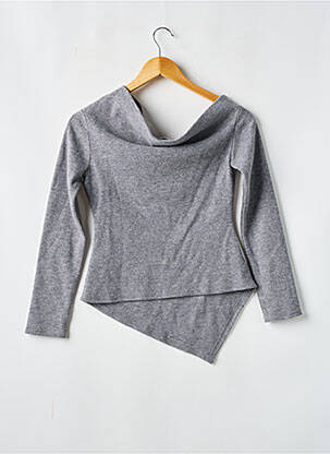Pull coupe droite manches longues gris ZARA femme