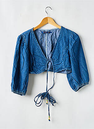 Top coupe cintrée manches 3/4 bleu BLUE STEEL femme