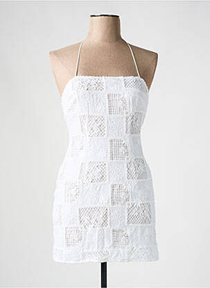 Robe courte coupe cintrée fines bretelles blanc STRADIVARIUS femme