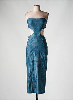 Robe mi-longue imprimé fantaisie sans manche bleu BERSHKA femme