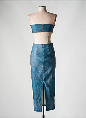Robe mi-longue imprimé fantaisie sans manche bleu BERSHKA femme