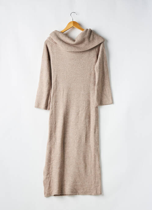 Robe pull coupe droite manches longues beige H&M femme