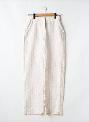 Pantalon droit taille à pinces taille haute beige NASTY GAL femme