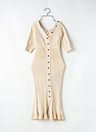 Robe mi-longue manches courtes manches courtes beige CHIC WISH femme