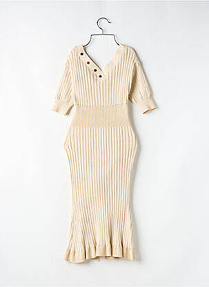 Robe mi-longue manches courtes manches courtes beige CHIC WISH femme