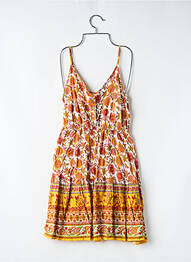 Robe mi-longue imprimé fleurs sans manche orange SANS MARQUE femme