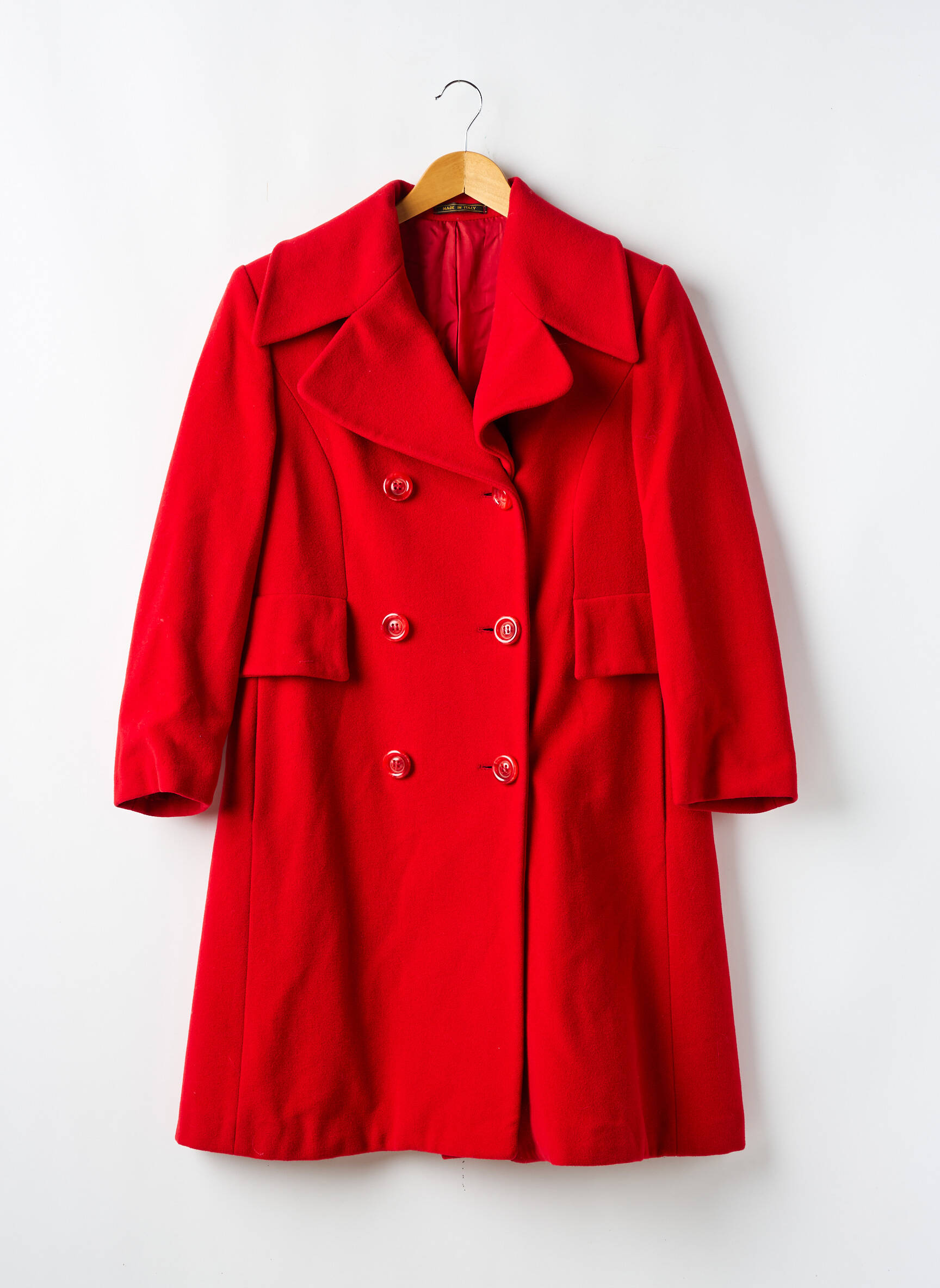 Manteau Long Coupe Droite Rouge Made In Italy Femme 2595249