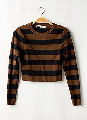 Pull coupe cintrée manches longues marron ZARA femme