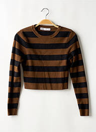 Pull coupe cintrée manches longues marron ZARA femme