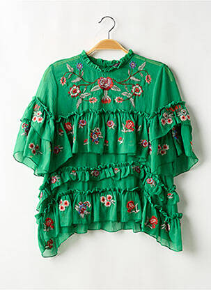 Blouse légère et transparente manches courtes vert ZARA femme
