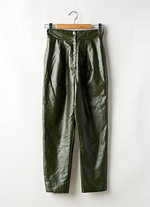 Pantalon droit coupe carotte taille haute vert MAJORELLE femme