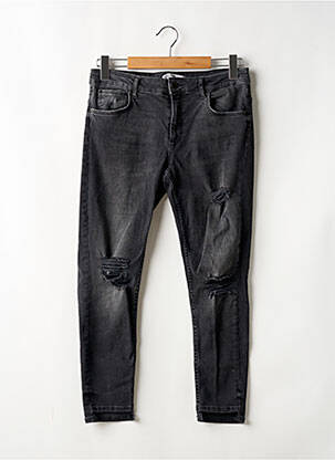 Jeans coupe slim effet usé délavé taille normale noir ZARA femme