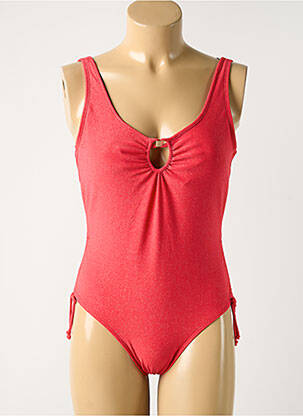 Maillot de bain 1 pièce effet matière satinée haut soutien-gorge avec mousse de rembourrage amovible rouge SANS COMPLEXE femme