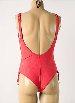 Maillot de bain 1 pièce effet matière satinée haut soutien-gorge avec mousse de rembourrage amovible rouge SANS COMPLEXE femme